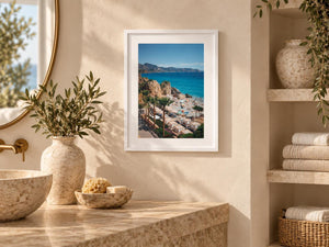 Coastline in Blue Mediterranean Beach Photography Print, Coastal Wall Art (8.5x11) - Salazar Soto Studio - print -