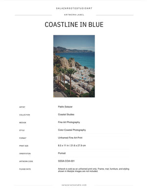 Coastline in Blue Mediterranean Beach Photography Print, Coastal Wall Art (8.5x11) - Salazar Soto Studio - print -