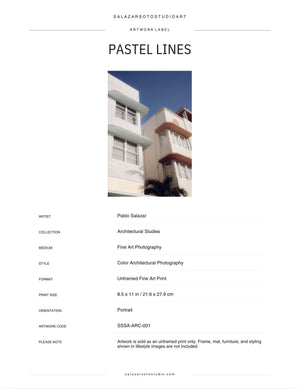 Pastel Lines Art Deco Architecture Photography Print, Miami Wall Art (8.5x11) - Salazar Soto Studio - print -